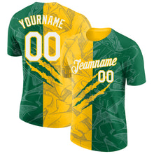 Charger l'image dans la galerie, Custom Graffiti Pattern Kelly Green-Yellow Scratch 3D Performance T-Shirt