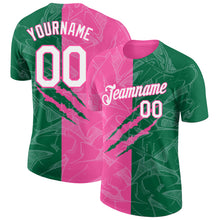 Charger l'image dans la galerie, Custom Graffiti Pattern Kelly Green-Pink Scratch 3D Performance T-Shirt