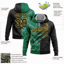 Load image into Gallery viewer, Custom Stitched Graffiti Pattern Black Kelly Green-Gold 3D Scratch Sports Pullover Sweatshirt Hoodie