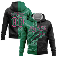 Load image into Gallery viewer, Custom Stitched Graffiti Pattern Black Kelly Green-Pink 3D Scratch Sports Pullover Sweatshirt Hoodie