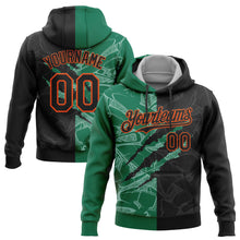 Load image into Gallery viewer, Custom Stitched Graffiti Pattern Black Kelly Green-Orange 3D Scratch Sports Pullover Sweatshirt Hoodie