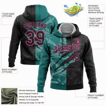 Load image into Gallery viewer, Custom Stitched Graffiti Pattern Black Teal-Pink 3D Scratch Sports Pullover Sweatshirt Hoodie