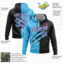 Load image into Gallery viewer, Custom Stitched Graffiti Pattern Black Sky Blue-Pink 3D Scratch Sports Pullover Sweatshirt Hoodie