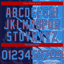 Load image into Gallery viewer, Custom Stitched Graffiti Pattern Powder Blue Navy-Red 3D Scratch Sports Pullover Sweatshirt Hoodie