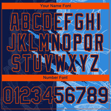 Load image into Gallery viewer, Custom Stitched Graffiti Pattern Navy Powder Blue-Orange 3D Scratch Sports Pullover Sweatshirt Hoodie