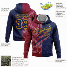 Load image into Gallery viewer, Custom Stitched Graffiti Pattern Navy Maroon-Gold 3D Scratch Sports Pullover Sweatshirt Hoodie