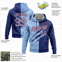 Laden Sie das Bild in den Galerie-Viewer, Custom Stitched Graffiti Pattern Light Blue Royal-Red 3D Scratch Sports Pullover Sweatshirt Hoodie