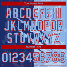 Laden Sie das Bild in den Galerie-Viewer, Custom Stitched Graffiti Pattern Light Blue Royal-Red 3D Scratch Sports Pullover Sweatshirt Hoodie