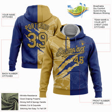 Laden Sie das Bild in den Galerie-Viewer, Custom Stitched Graffiti Pattern Old Gold Royal-Black 3D Scratch Sports Pullover Sweatshirt Hoodie