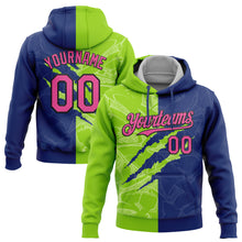 Laden Sie das Bild in den Galerie-Viewer, Custom Stitched Graffiti Pattern Pink Royal Neon Green-Black 3D Scratch Sports Pullover Sweatshirt Hoodie