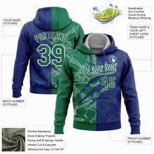 Laden Sie das Bild in den Galerie-Viewer, Custom Stitched Graffiti Pattern Kelly Green Royal-Gray 3D Scratch Sports Pullover Sweatshirt Hoodie