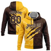 Laden Sie das Bild in den Galerie-Viewer, Custom Stitched Graffiti Pattern Brown Gold-Cream 3D Scratch Sports Pullover Sweatshirt Hoodie