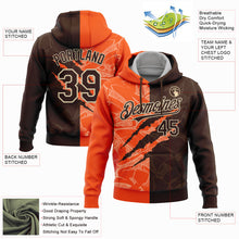 Laden Sie das Bild in den Galerie-Viewer, Custom Stitched Graffiti Pattern Brown Orange-Cream 3D Scratch Sports Pullover Sweatshirt Hoodie