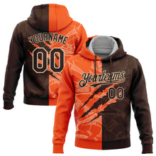 Laden Sie das Bild in den Galerie-Viewer, Custom Stitched Graffiti Pattern Brown Orange-Cream 3D Scratch Sports Pullover Sweatshirt Hoodie