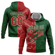 Laden Sie das Bild in den Galerie-Viewer, Custom Stitched Graffiti Pattern Red Green-Cream 3D Scratch Sports Pullover Sweatshirt Hoodie