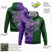 Laden Sie das Bild in den Galerie-Viewer, Custom Stitched Graffiti Pattern Purple Green-Cream 3D Scratch Sports Pullover Sweatshirt Hoodie