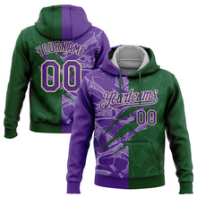 Laden Sie das Bild in den Galerie-Viewer, Custom Stitched Graffiti Pattern Purple Green-Cream 3D Scratch Sports Pullover Sweatshirt Hoodie