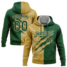Laden Sie das Bild in den Galerie-Viewer, Custom Stitched Graffiti Pattern Green Old Gold-Cream 3D Scratch Sports Pullover Sweatshirt Hoodie