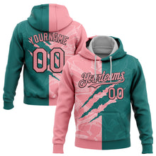 Laden Sie das Bild in den Galerie-Viewer, Custom Stitched Graffiti Pattern Medium Pink Teal-Black 3D Scratch Sports Pullover Sweatshirt Hoodie