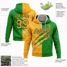 Laden Sie das Bild in den Galerie-Viewer, Custom Stitched Graffiti Pattern Gold Grass Green-Black 3D Scratch Sports Pullover Sweatshirt Hoodie