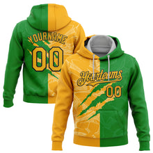 Laden Sie das Bild in den Galerie-Viewer, Custom Stitched Graffiti Pattern Gold Grass Green-Black 3D Scratch Sports Pullover Sweatshirt Hoodie