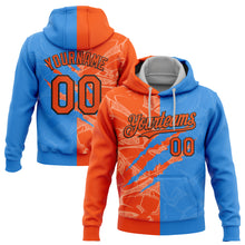 Laden Sie das Bild in den Galerie-Viewer, Custom Stitched Graffiti Pattern Orange Powder Blue-Black 3D Scratch Sports Pullover Sweatshirt Hoodie