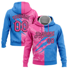 Laden Sie das Bild in den Galerie-Viewer, Custom Stitched Graffiti Pattern Pink Powder Blue-Black 3D Scratch Sports Pullover Sweatshirt Hoodie