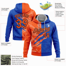 Laden Sie das Bild in den Galerie-Viewer, Custom Stitched Graffiti Pattern Orange Thunder Blue-Black 3D Scratch Sports Pullover Sweatshirt Hoodie