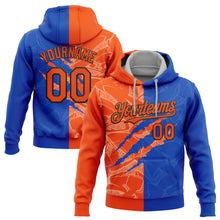 Laden Sie das Bild in den Galerie-Viewer, Custom Stitched Graffiti Pattern Orange Thunder Blue-Black 3D Scratch Sports Pullover Sweatshirt Hoodie
