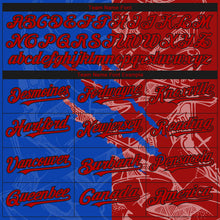 Laden Sie das Bild in den Galerie-Viewer, Custom Stitched Graffiti Pattern Red Thunder Blue-Black 3D Scratch Sports Pullover Sweatshirt Hoodie