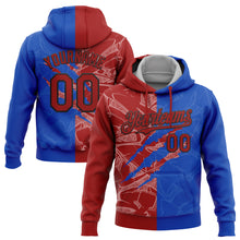 Laden Sie das Bild in den Galerie-Viewer, Custom Stitched Graffiti Pattern Red Thunder Blue-Black 3D Scratch Sports Pullover Sweatshirt Hoodie