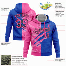 Laden Sie das Bild in den Galerie-Viewer, Custom Stitched Graffiti Pattern Pink Thunder Blue-Black 3D Scratch Sports Pullover Sweatshirt Hoodie