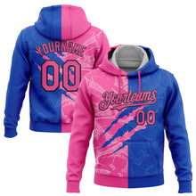 Laden Sie das Bild in den Galerie-Viewer, Custom Stitched Graffiti Pattern Pink Thunder Blue-Black 3D Scratch Sports Pullover Sweatshirt Hoodie