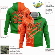 Laden Sie das Bild in den Galerie-Viewer, Custom Stitched Graffiti Pattern Orange Grass Green-Black 3D Scratch Sports Pullover Sweatshirt Hoodie