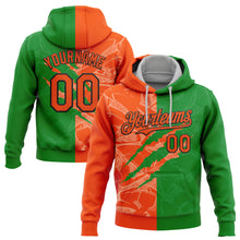 Laden Sie das Bild in den Galerie-Viewer, Custom Stitched Graffiti Pattern Orange Grass Green-Black 3D Scratch Sports Pullover Sweatshirt Hoodie
