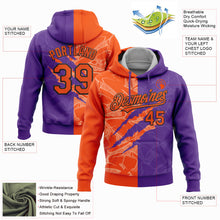 Laden Sie das Bild in den Galerie-Viewer, Custom Stitched Graffiti Pattern Orange Purple-Black 3D Scratch Sports Pullover Sweatshirt Hoodie