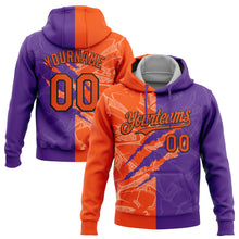 Laden Sie das Bild in den Galerie-Viewer, Custom Stitched Graffiti Pattern Orange Purple-Black 3D Scratch Sports Pullover Sweatshirt Hoodie