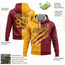 Laden Sie das Bild in den Galerie-Viewer, Custom Stitched Graffiti Pattern Gold Crimson-Black 3D Scratch Sports Pullover Sweatshirt Hoodie