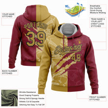 Charger l'image dans la galerie, Custom Stitched Graffiti Pattern Old Gold Crimson-Black 3D Scratch Sports Pullover Sweatshirt Hoodie