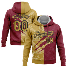 Charger l'image dans la galerie, Custom Stitched Graffiti Pattern Old Gold Crimson-Black 3D Scratch Sports Pullover Sweatshirt Hoodie
