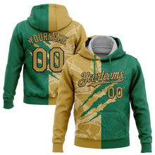 Загрузить изображение в средство просмотра галереи, Custom Stitched Graffiti Pattern Old Gold Kelly Green-Black 3D Scratch Sports Pullover Sweatshirt Hoodie