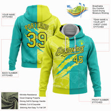 Загрузить изображение в средство просмотра галереи, Custom Stitched Graffiti Pattern Neon Yellow Aqua-Black 3D Scratch Sports Pullover Sweatshirt Hoodie