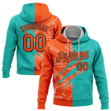 Загрузить изображение в средство просмотра галереи, Custom Stitched Graffiti Pattern Orange Aqua-Black 3D Scratch Sports Pullover Sweatshirt Hoodie