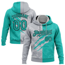 Загрузить изображение в средство просмотра галереи, Custom Stitched Graffiti Pattern Aqua Gray-Black 3D Scratch Sports Pullover Sweatshirt Hoodie