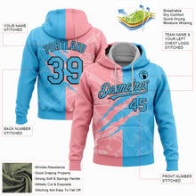 Laden Sie das Bild in den Galerie-Viewer, Custom Stitched Graffiti Pattern Sky Blue Medium Pink-Black 3D Scratch Sports Pullover Sweatshirt Hoodie