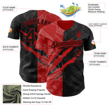 Загрузить изображение в средство просмотра галереи, Custom Graffiti Pattern Black-Red 3D Scratch Authentic Baseball Jersey