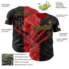 Загрузить изображение в средство просмотра галереи, Custom Graffiti Pattern Black Red-Old Gold 3D Scratch Authentic Baseball Jersey