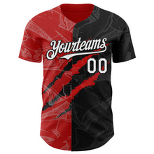 Загрузить изображение в средство просмотра галереи, Custom Graffiti Pattern White Black-Red 3D Scratch Authentic Baseball Jersey