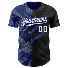 Загрузить изображение в средство просмотра галереи, Custom Graffiti Pattern White Black-Royal 3D Scratch Authentic Baseball Jersey