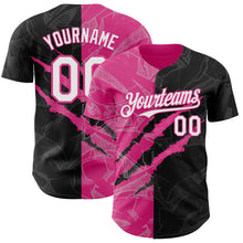 Загрузить изображение в средство просмотра галереи, Custom Graffiti Pattern White Black-Pink 3D Scratch Authentic Baseball Jersey